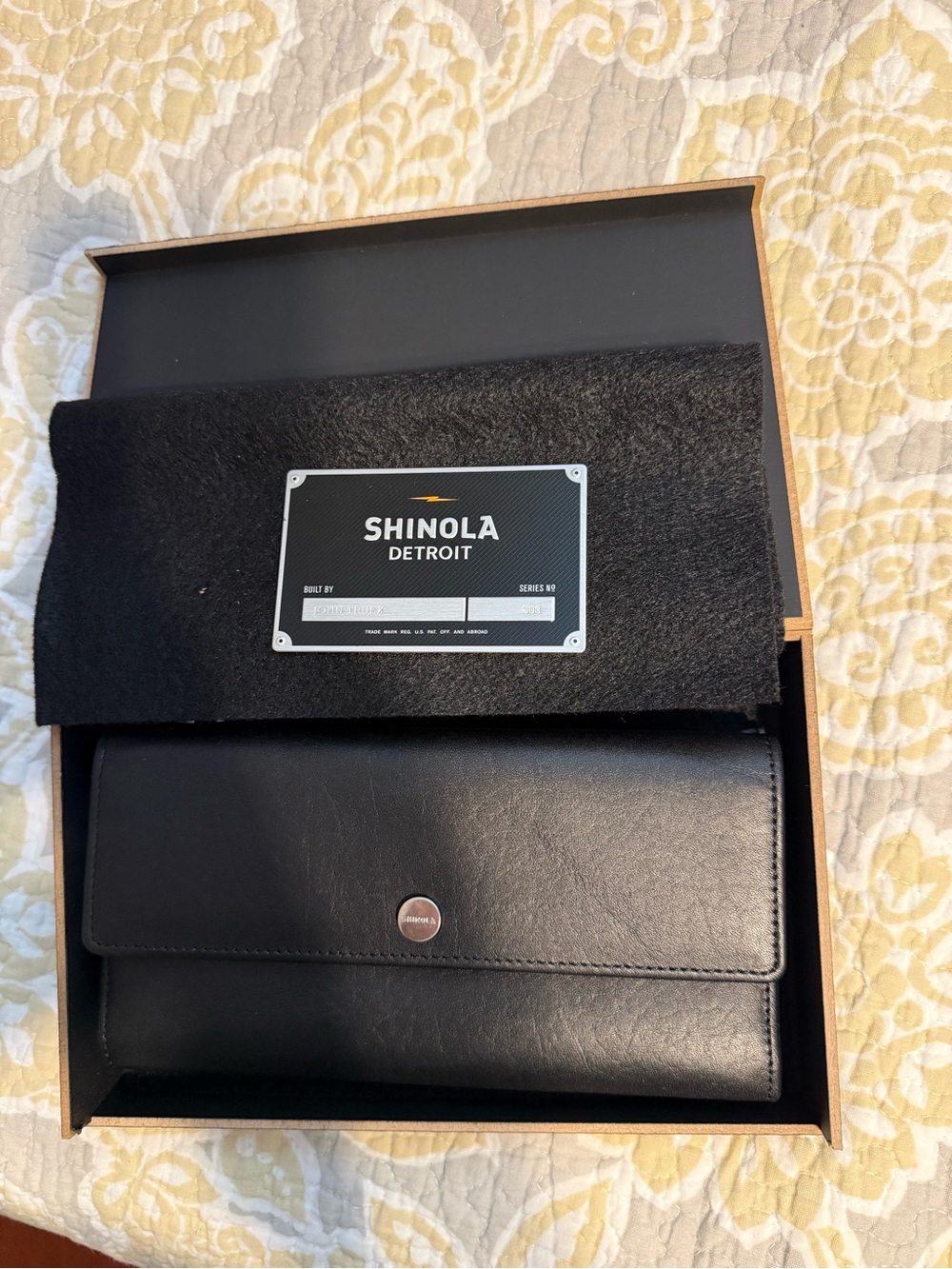 Shinola Black Womens Leather Clutch Wallet with Snap